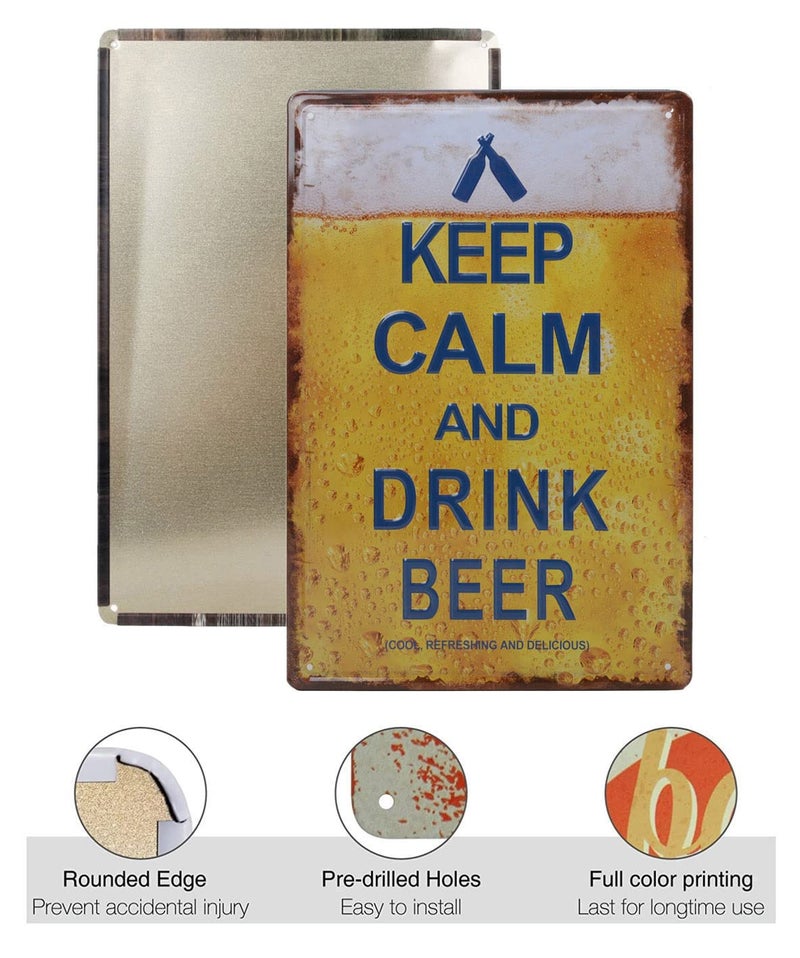 STORE 2508 Store2508 Vintage Metal Tin Sign Poster – Keep Calm & Drink Beer Bar Decoration 30x20 Cm - Image 2
