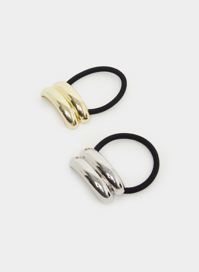 Styli Set of 2 - Metal Accent Hair Tie - Image 1