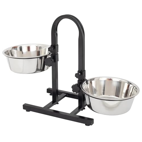 Pets Empire Double Diner Dog Bowl | Adjustable Elevated Pet Feeder Raised Dog Food Bowl | Dog Feeding Station H-Base Double Bowl Stand | Stainless Steel Removable Bowls | (Large) 1600 ml x 2 - Image 3