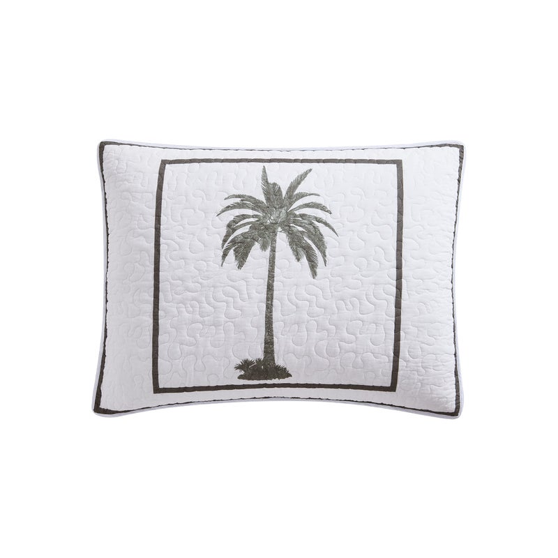 TOMMY Bahama Tommy Bahama | Palm Island Collection | Sham - 100% Cotton  Soft & Breathable with Envelope Closure  Pre-Washed for Added Softness  Standard  Grey  - Image 1
