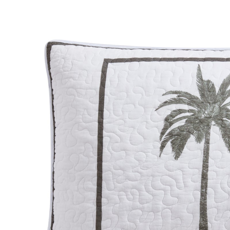 TOMMY Bahama Tommy Bahama | Palm Island Collection | Sham - 100% Cotton  Soft & Breathable with Envelope Closure  Pre-Washed for Added Softness  Standard  Grey  - Image 3