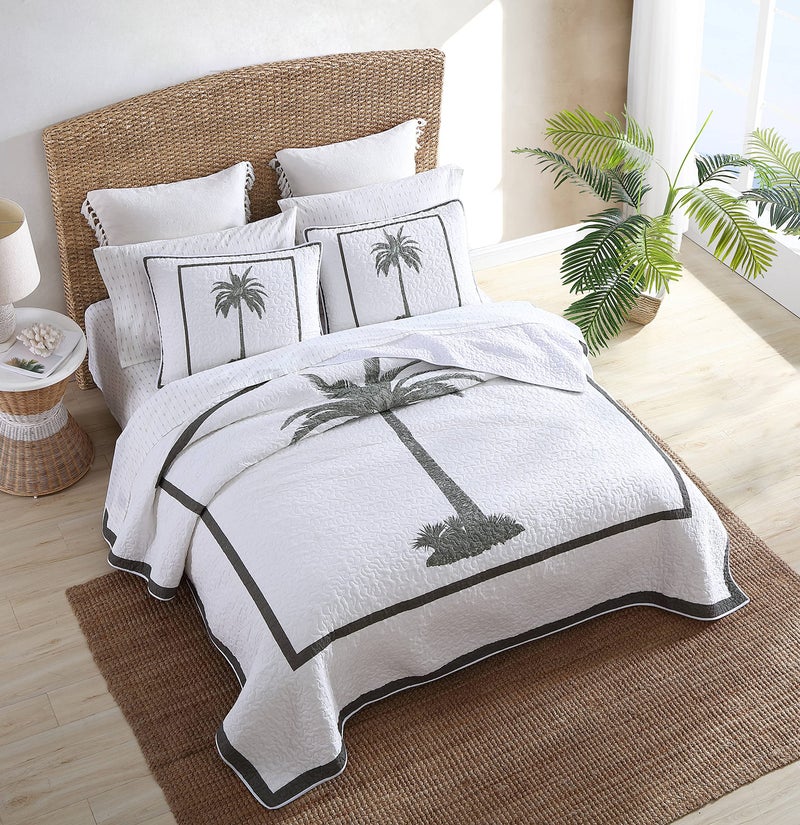 TOMMY Bahama Tommy Bahama | Palm Island Collection | Sham - 100% Cotton  Soft & Breathable with Envelope Closure  Pre-Washed for Added Softness  Standard  Grey  - Image 4