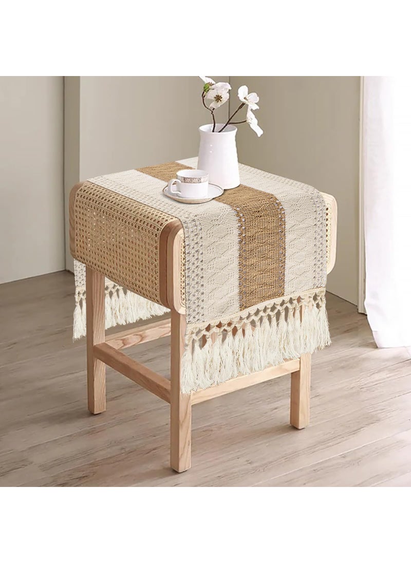 yuboo yuboo Boho Table Runner  Macrame Table Runner 36 Inches  Dresser Runner Scarf for Nightstand  Coffee Table  End Table  Dining Room  Bohemian Summer Dresser Decor  - Image 1