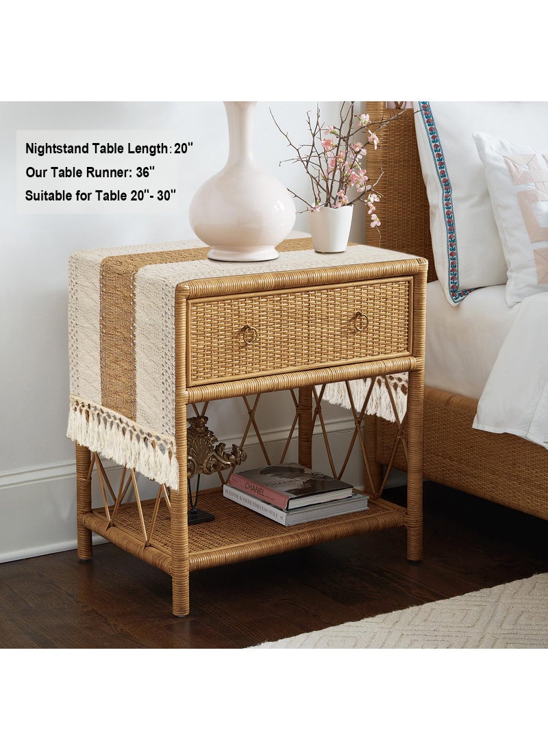 yuboo yuboo Boho Table Runner  Macrame Table Runner 36 Inches  Dresser Runner Scarf for Nightstand  Coffee Table  End Table  Dining Room  Bohemian Summer Dresser Decor  - Image 3