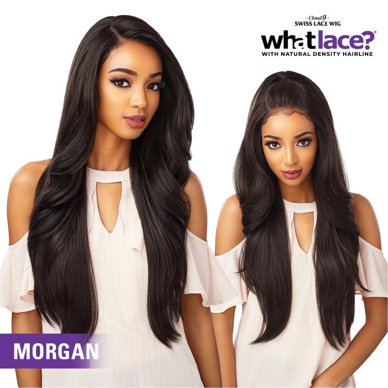 Sensationnel What Lace 13X6 Wigs - Morgan Lacefrontal Hand Tied Glueless Synthetic with Natural Density Preplucked Hairline (1B OFFBLACK) - Image 5