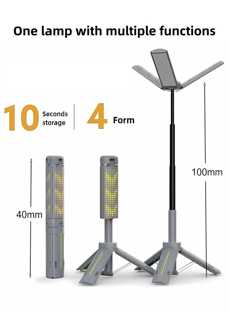 كلوزيلي مصباح قابل للشحن وطوي للتخييم ومصباح كشاف محمول، ضوء عمل، ضوء LED، بسعة 8000 مللي أمبير، 6 أوضاع للإضاءة، ضوء خارجي متعدد الوظائف، قابل للتعتيم، مع حامل ثلاثي قابل للتعديل، مقاوم للماء IP44، مناسب للتخييم والنزهات والشواء والسفر والطوارئ. - Image 5