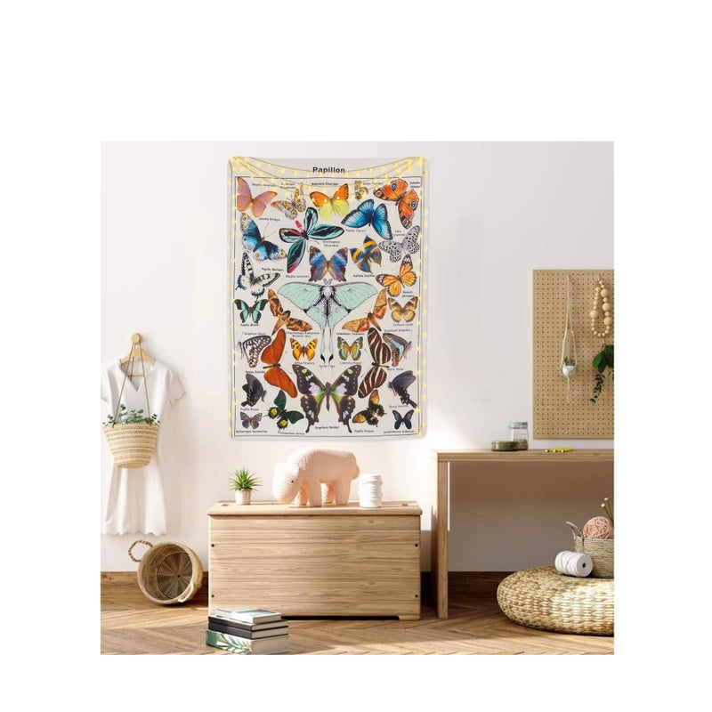 Barakah Butterfly Tapestry Vintage Beige Tapestries Aesthetic Tapestry Chart Tapestry Wall Hanging for Room - Image 4