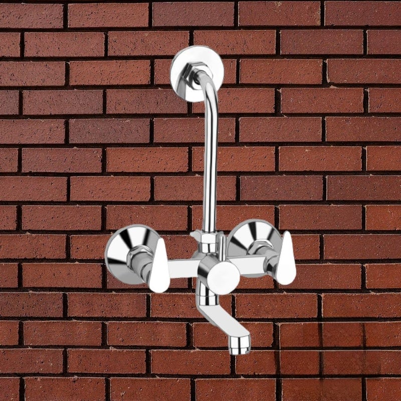 Well Set خلاط حائط نحاسي 2 في 1 مع إمكانية تركيب دش علوي وأنبوب منحني بطول 125 مم - Image 2