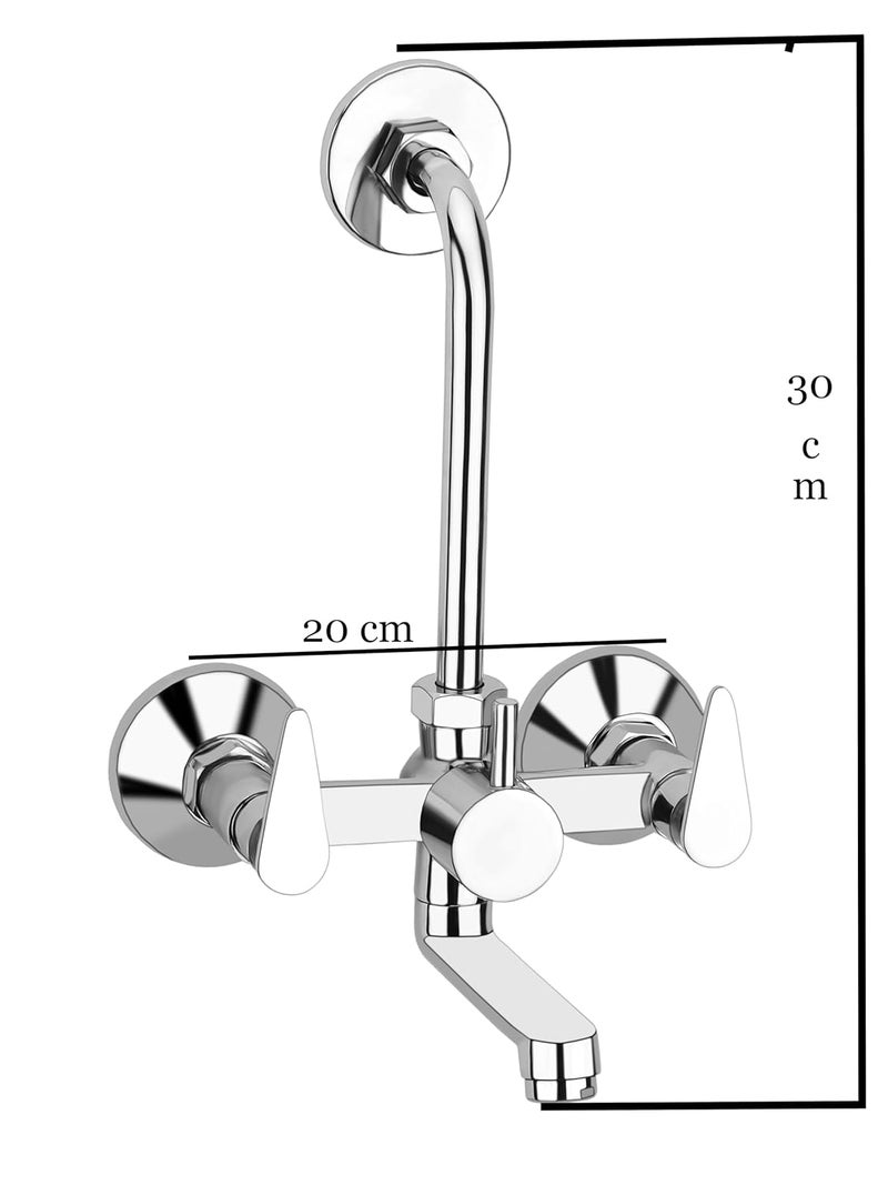 Well Set خلاط حائط نحاسي 2 في 1 مع إمكانية تركيب دش علوي وأنبوب منحني بطول 125 مم - Image 4