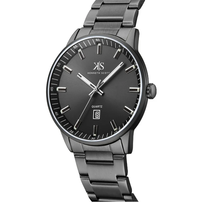 KENNETH SCOTT Men's Stainless Steel Analog Watch K22010-BBBB - 42 mm