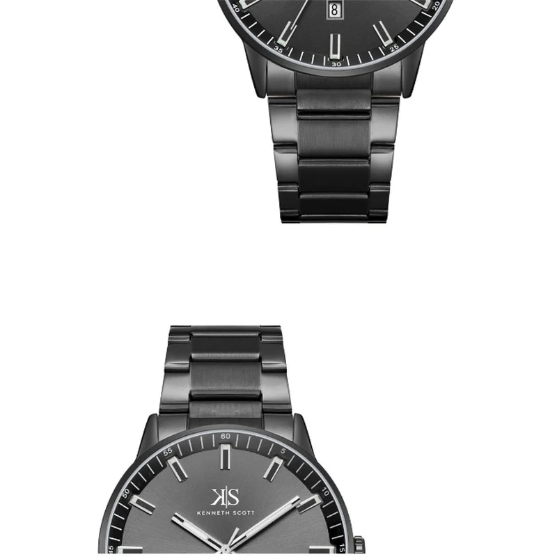 KENNETH SCOTT Men's Stainless Steel Analog Watch K22010-BBBB - 42 mm