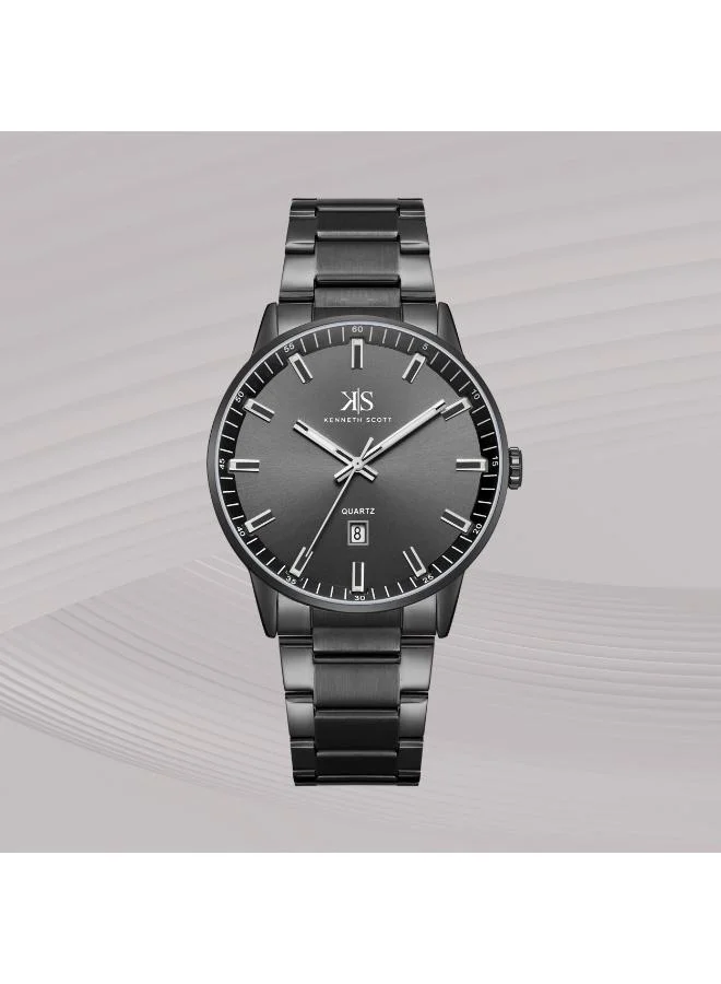 KENNETH SCOTT Men's Stainless Steel Analog Watch K22010-BBBB - 42 mm