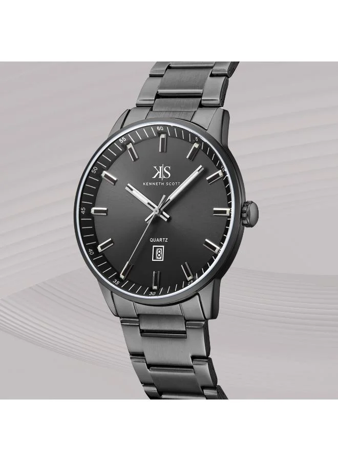 KENNETH SCOTT Men's Stainless Steel Analog Watch K22010-BBBB - 42 mm