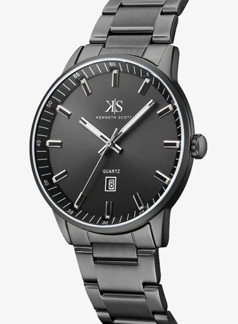 KENNETH SCOTT Men's Stainless Steel Analog Watch K22010-BBBB - 42 mm