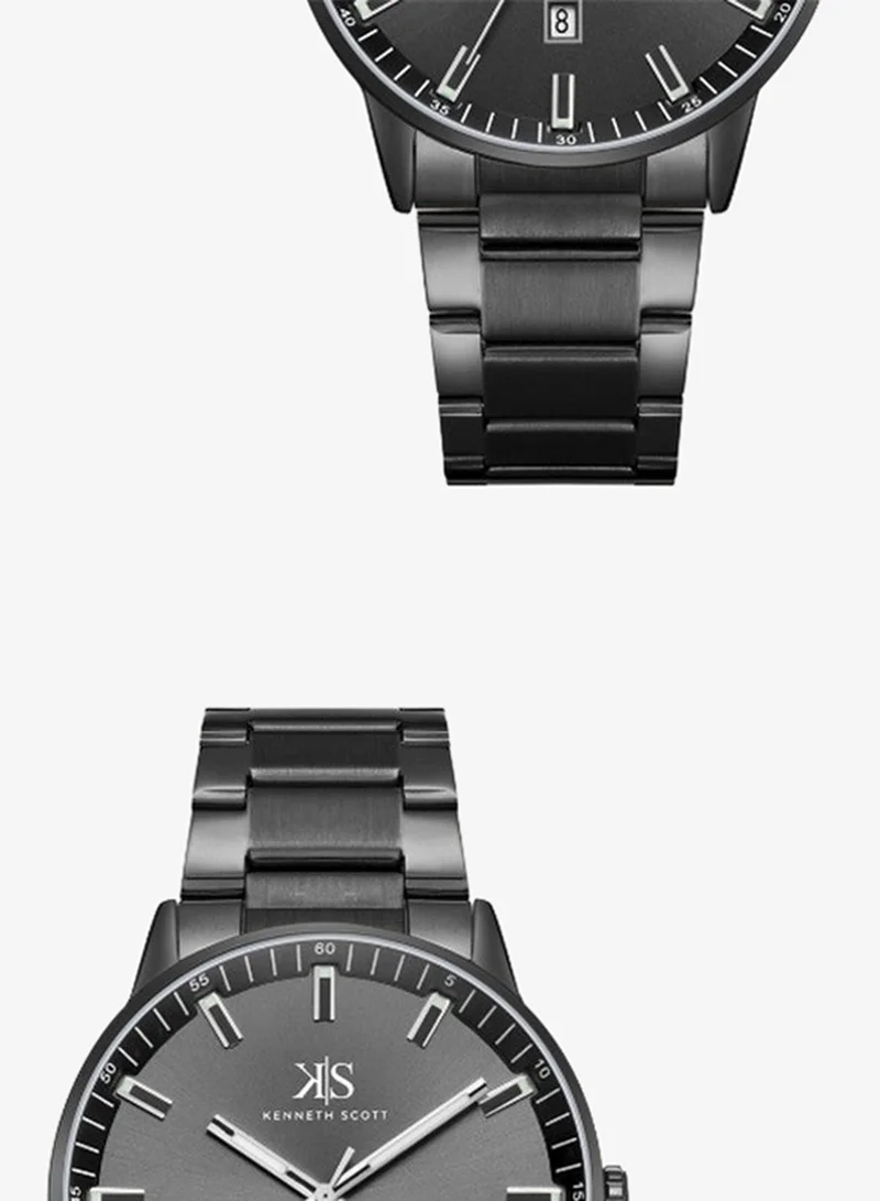 Kenneth Scott Black Men's Stainless Steel Analog Watch K22010-BBBB - 42 mm for Men | Best Price UAE