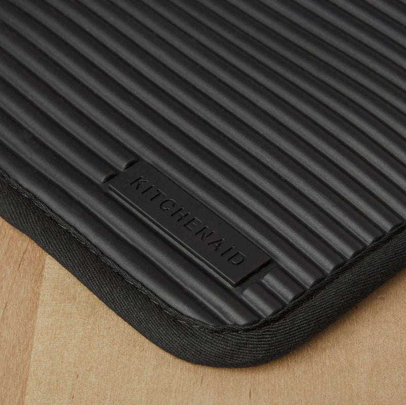 KitchenAid Ribbed Soft Silicone Water Resistant Pot Holder Set  Onyx Black  2 Piece Set - Image 2