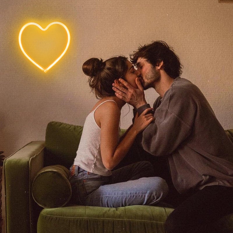 EXF 1-Pack Heart Neon Sign, Neon Heart Lights Battery Operated or USB Powered, LED Valentines Decoration Light for Valentines Day Wedding Proposal Anniversary Mothers Day Girl's Room Decor (Warm White) - Image 4