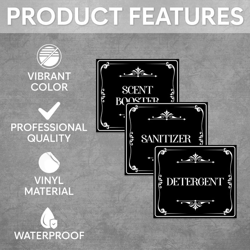RABOWA Pack 36 Pcs Aesthetic Laundry Labels for Jars Spray Bottles Bathroom Set House Organization Must Haves Minimalist Removable Decals Waterproof Reusable Vinyl Stickers Preprinted - Image 3