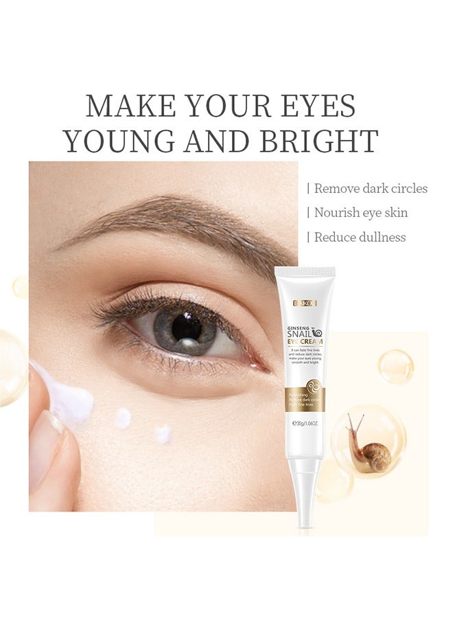 لايكو كريم العين الحلزون الجينسنغ ، يزيل الهالات السوداء مصل العيون المضاد للشيخوخة ، تأثير مرطب ومرطب للعناية بالبشرة تتفتح العيون ضيقة وأكثر ثباتا ينظف بلطف ويزيل الأوساخ الزيوت 30 جرام - Image 2