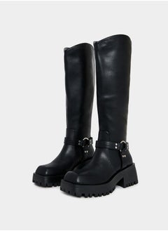 RAID Buckle Harness Detail Knee High Boots by Styli  - Image 2