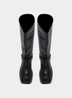 RAID Buckle Harness Detail Knee High Boots by Styli  - Image 5