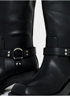 RAID Buckle Harness Detail Knee High Boots by Styli  - Image 3