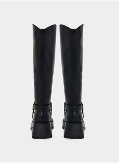RAID Buckle Harness Detail Knee High Boots by Styli  - Image 4