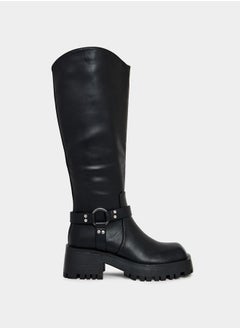 RAID Buckle Harness Detail Knee High Boots by Styli  - Image 1