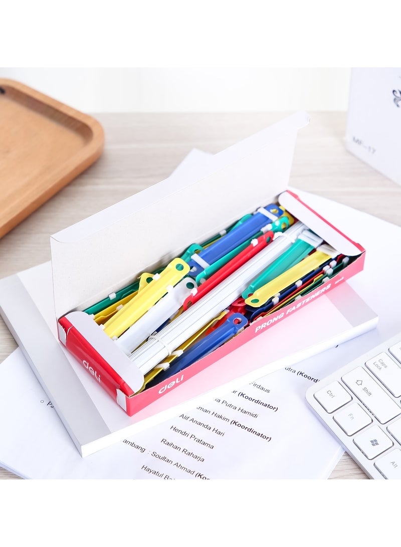 Deli E5548 Prong Fasteners - 80mm, 2-Hole Binding, Assorted Colors - Image 5