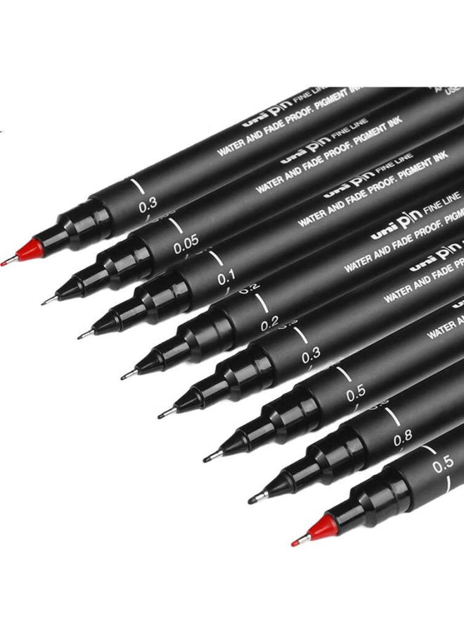 Uni Mitsubishi (Uni) 0.8Mm Water-Based Drawing Pen Pin-200 Art Design Outlining Pen Black Barrel Red Core Single Pack - Image 3