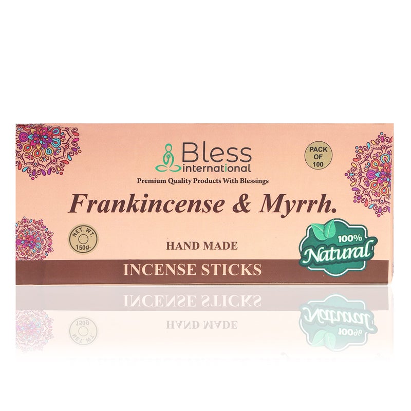 Bless International Bless-Frankincense-and-Myrrh 100%-Natural-Handmade-Hand-Dipped-Incense-Sticks Organic-Chemicals-Charcoal-Free Purification-Relaxation-Positivity-Yoga-Meditation Best-Woods-Scent (100 Sticks (5.25 OZ)) - Image 3