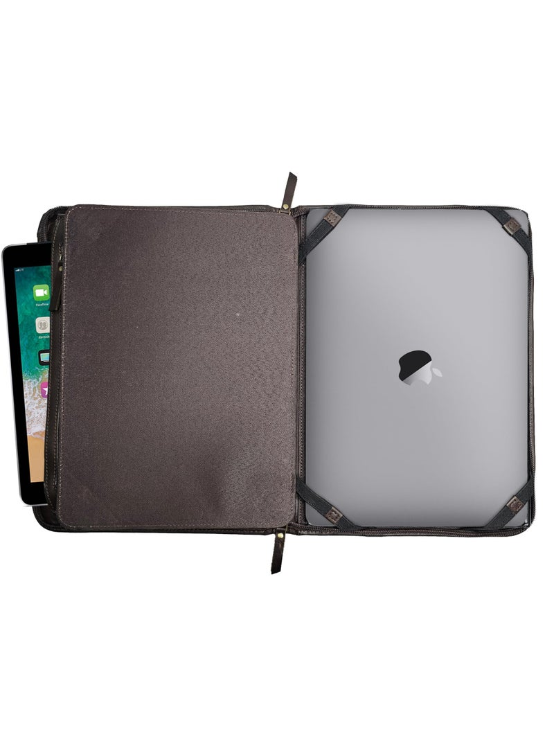 jaald Handmade Genuine Leather Business Portfolio by Jaald | Professional Organizer Men & Women | Durable Leather Padfolio with Sleeves for documents & Notepad Compatible with Ipad pro 12.9" - Image 4