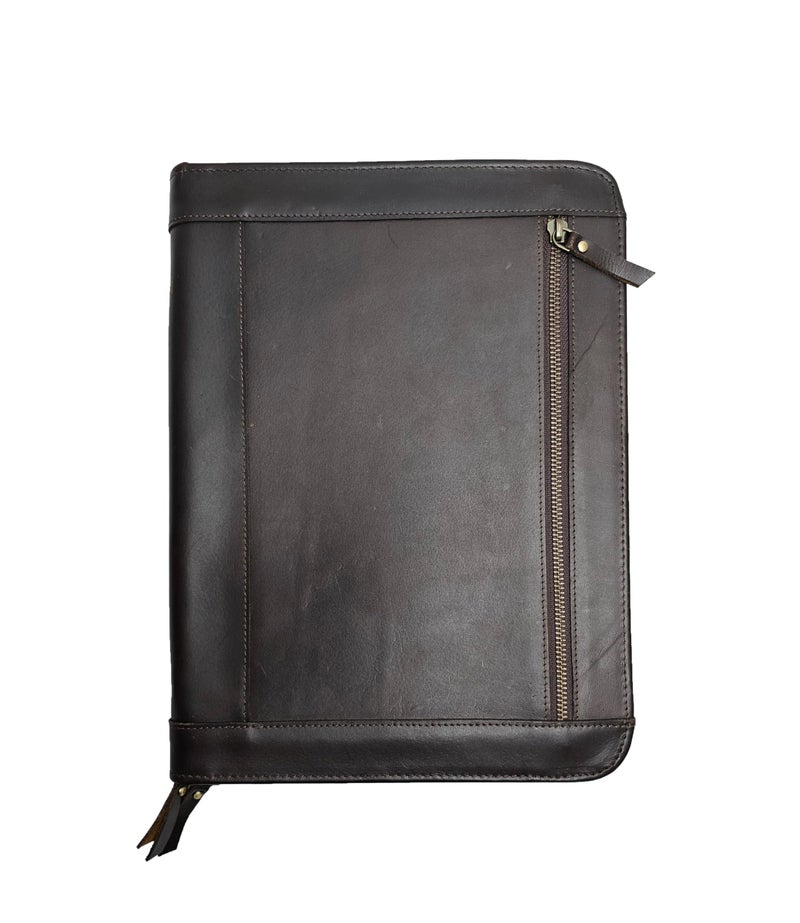 jaald Handmade Genuine Leather Business Portfolio by Jaald | Professional Organizer Men & Women | Durable Leather Padfolio with Sleeves for documents & Notepad Compatible with Ipad pro 12.9" - Image 3