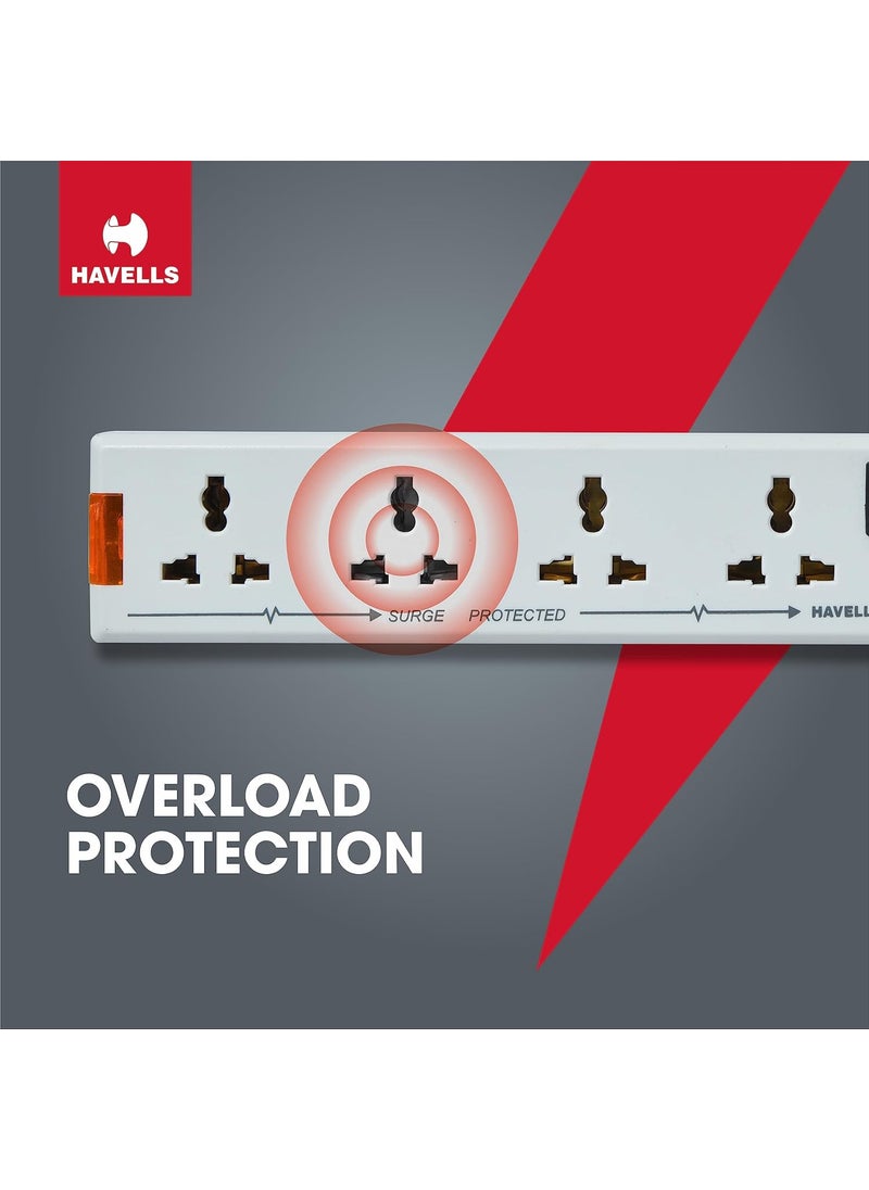 Havells Havells 240V 6A FourWay 1440W Extension Board With wire White 15 Metre Surge and Spike Guard  - Image 4