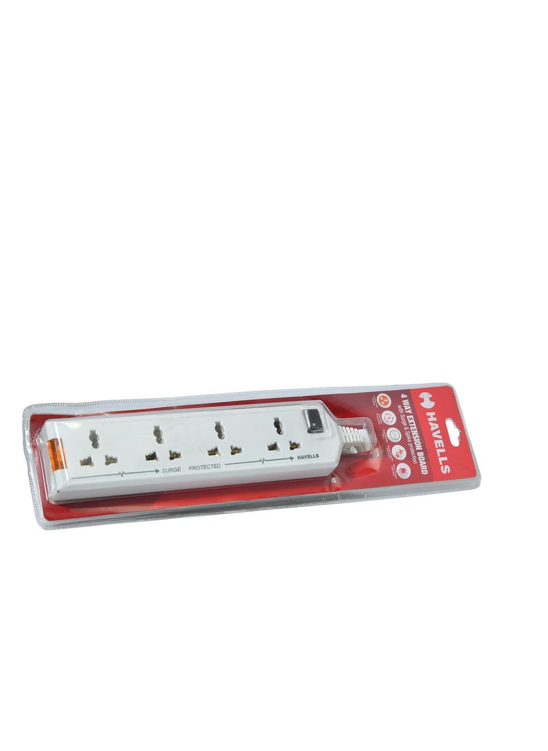 Havells Havells 240V 6A FourWay 1440W Extension Board With wire White 15 Metre Surge and Spike Guard  - Image 3