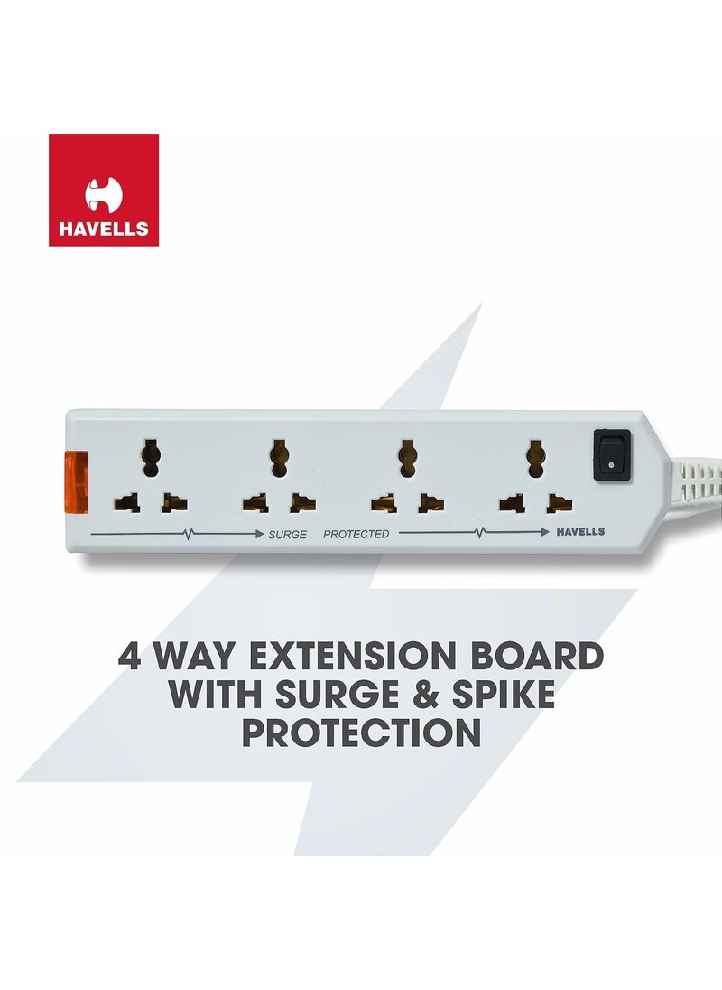Havells Havells 240V 6A FourWay 1440W Extension Board With wire White 15 Metre Surge and Spike Guard  - Image 2