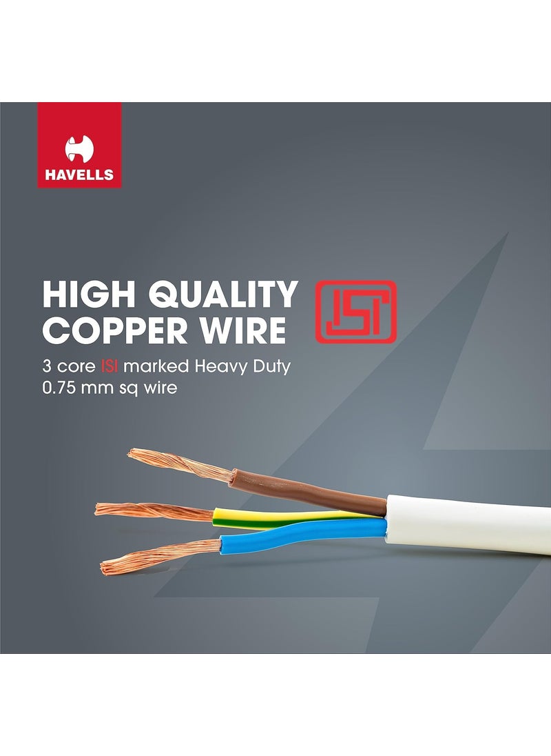 Havells Havells 240V 6A FourWay 1440W Extension Board With wire White 15 Metre Surge and Spike Guard  - Image 5