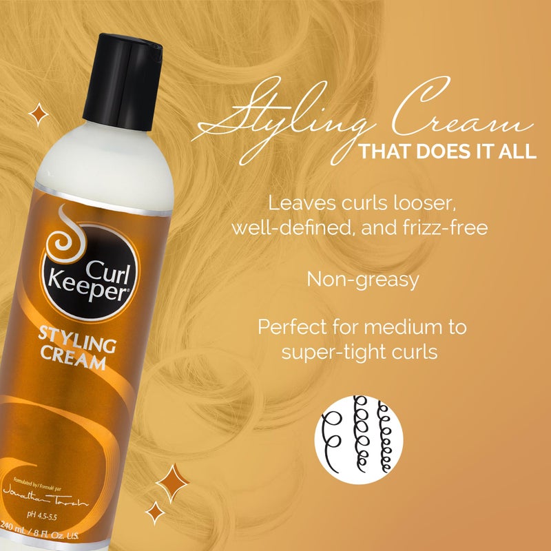 Curl Keeper Hair Styling Cream for Curly Hair, 8 Fl Oz - Frizz-Free Curl Defining Cream Defines, Detangles & Moisturizes for All Curl Types - Silicone-Free & Water Based Hair Styler or Men & Women - Image 2