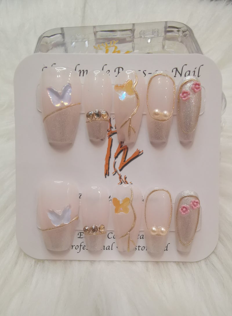 Binzo Beauty Handmade Press On Nails, 10pcs, Nails Art , Acrylic Nails, False Nails, Luxury Collection, Luxury Nails Arts, New Accessories， Wedding Nails，Party Nails. - Image 2