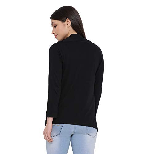 In Love Women's Cotton Banded Collar Waterfall Shrug,Wsg610Q1_Xxl, Black - Image 2