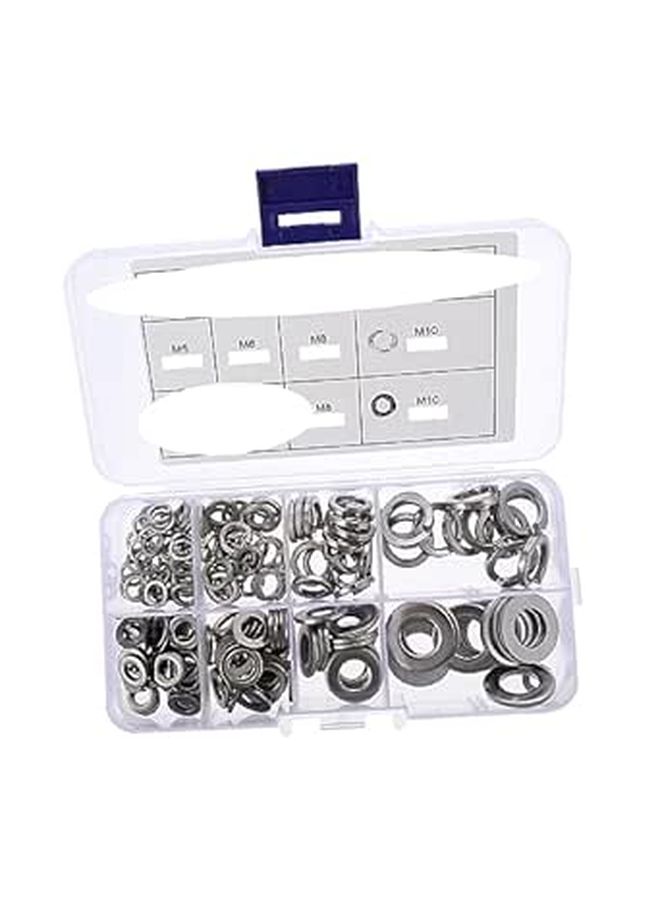 Stainless Steel Flat Washer Kit 200pcs 5mm Ultra Thin Round Gaskets for Plumbing Outdoor Faucets - Image 1