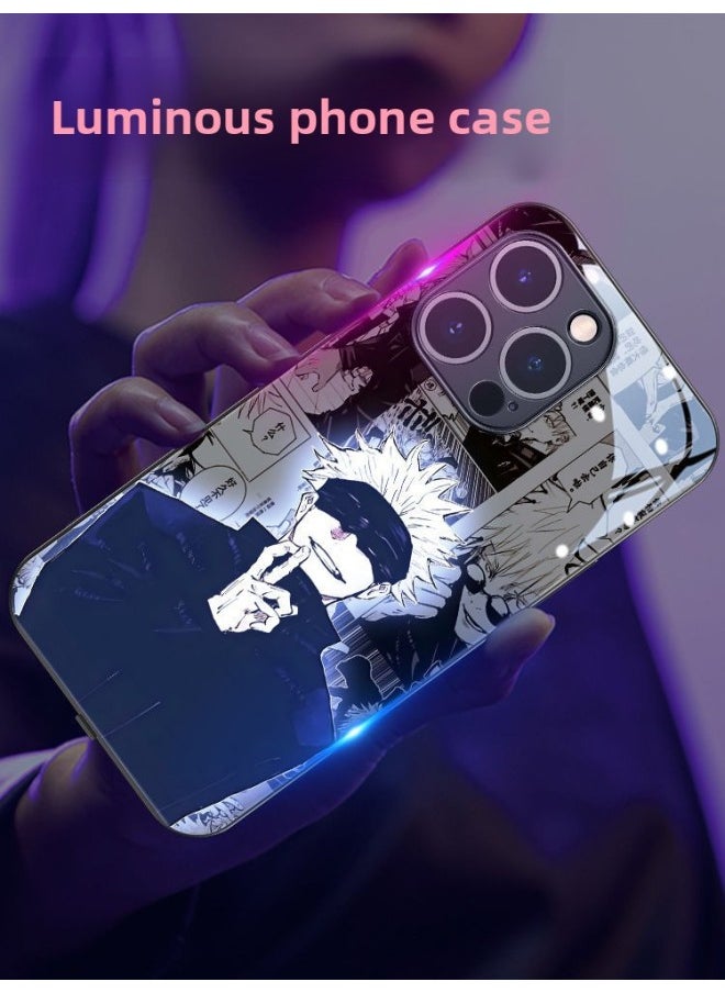 Generic - Applicable To Five Enlightenment Applicable To For Apple For Huawei Glass Mobile Phone Case OPPO Incoming Light Vivo Animation Male Millet Three-Color:blindfolded GHG79 [big Hole]]-Applicable Model:For Iphone 14 (send Film) - Image 1