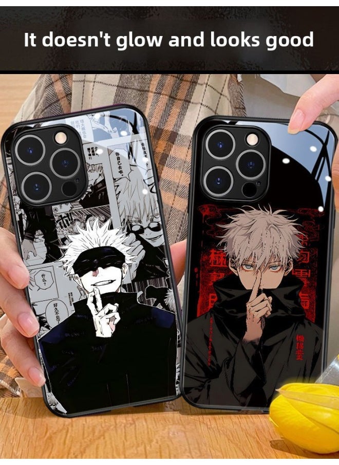 Generic - Applicable To Five Enlightenment Applicable To For Apple For Huawei Glass Mobile Phone Case OPPO Incoming Light Vivo Animation Male Millet Three-Color:blindfolded GHG79 [big Hole]]-Applicable Model:For Iphone 14 (send Film) - Image 1