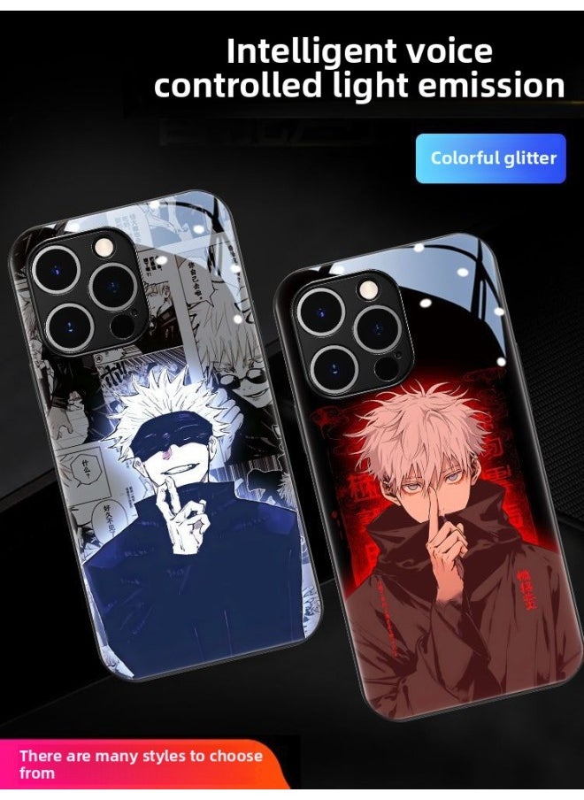 Generic - Applicable To Five Enlightenment Applicable To For Apple For Huawei Glass Mobile Phone Case OPPO Incoming Light Vivo Animation Male Millet Three-Color:blindfolded GHG79 [big Hole]]-Applicable Model:For Iphone 14 (send Film) - Image 1
