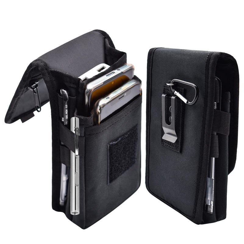 KATOLK Dual Phone Holster Large Smartphone Pouch Belt Cell Phone Holder for iPhone 161514 Pro Max Samsung Phones Compatible with Power Bank for Work Hiking Camping Barbecue Rescue L - Image 3