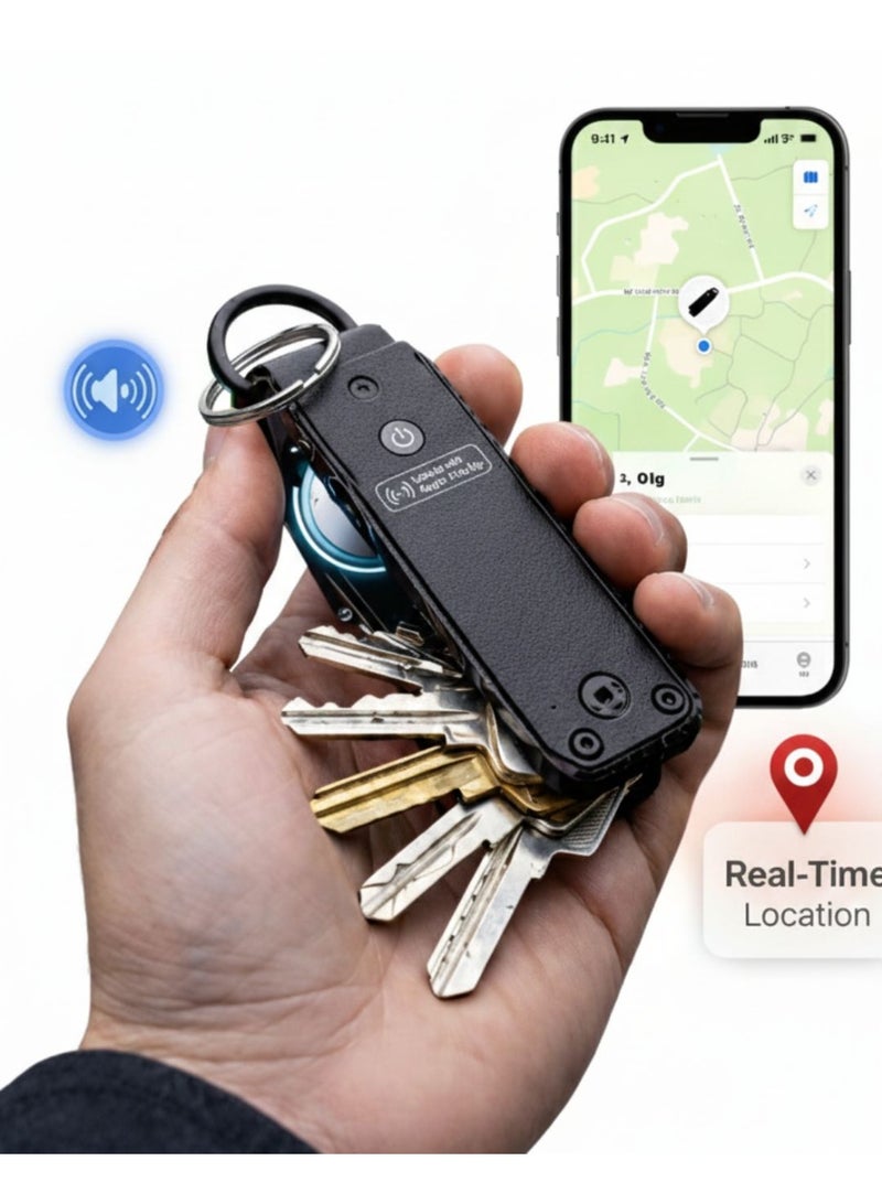 منظم مفاتيح ذكي مع تتبع الموقع، سلسلة مفاتيح متعددة الاستخدامات لمنع فقدان مفاتيح السيارة، تتبع الأصول عبر Apple Find My، منظم مفاتيح مدمج بتصميم فاخر يستوعب حتى 6 مفاتيح - Image 2