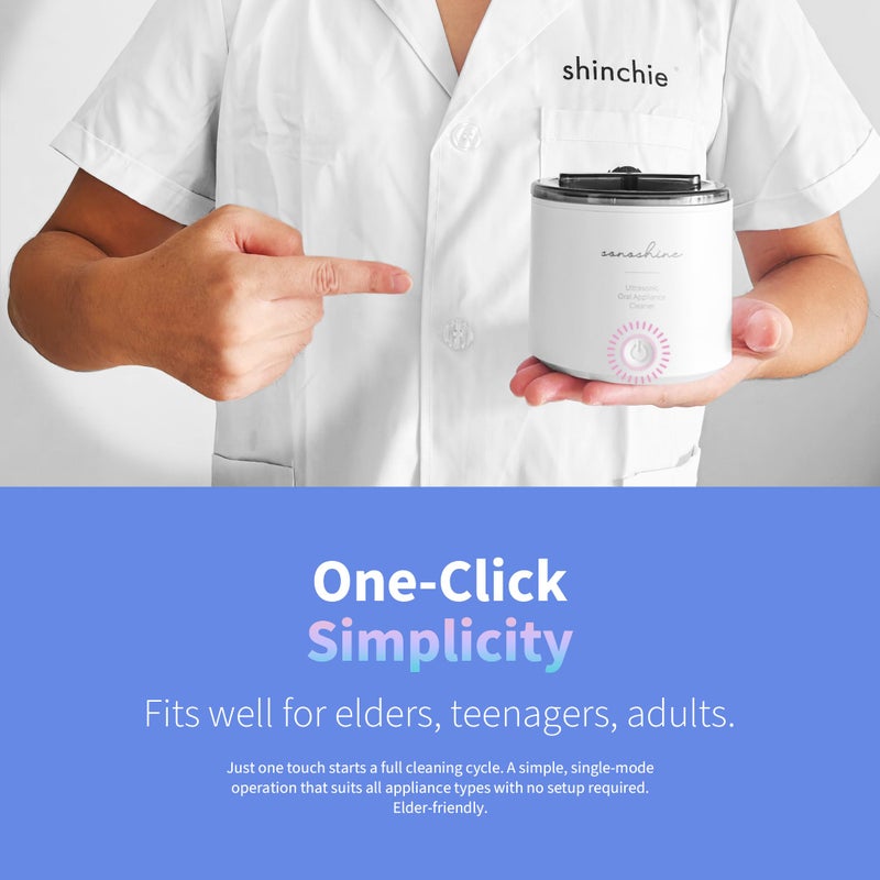 Shinchie Ultrasonic Retainer Cleaner â€“ Auto-Adjust 39-48kHz Sonic Retainer Cleaner Machine for Aligner, NightGuard, Mouth Guard, Denture & More | Easy & Quiet - Image 4