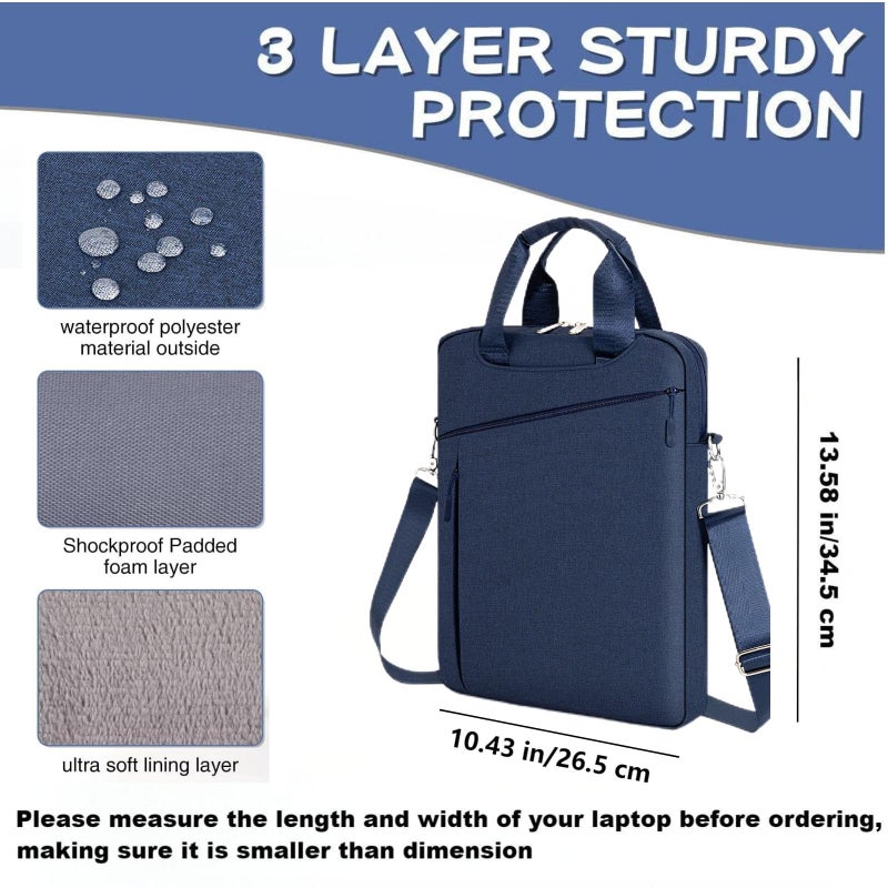 MicaYoung Laptop Case Shoulder Sleeve Bag Compatible with 14" MacBook Pro M5 M4 M3 M2 M1(2025-2021)/13.6" MacBook air M4 M3 M2, Chromebook Notebook Portable Carrying Messenger Computer Bag, Navy Blue - Image 4