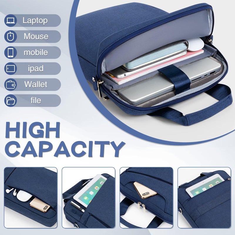 MicaYoung Laptop Case Shoulder Sleeve Bag Compatible with 14" MacBook Pro M5 M4 M3 M2 M1(2025-2021)/13.6" MacBook air M4 M3 M2, Chromebook Notebook Portable Carrying Messenger Computer Bag, Navy Blue - Image 3