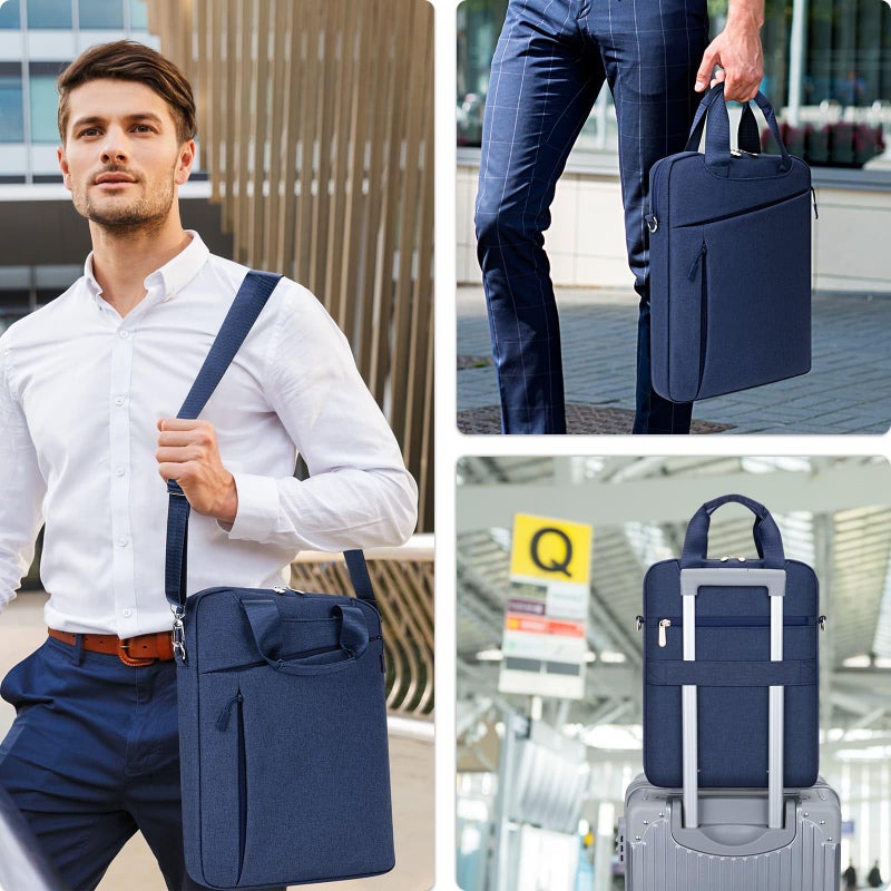MicaYoung Laptop Case Shoulder Sleeve Bag Compatible with 14" MacBook Pro M5 M4 M3 M2 M1(2025-2021)/13.6" MacBook air M4 M3 M2, Chromebook Notebook Portable Carrying Messenger Computer Bag, Navy Blue - Image 2